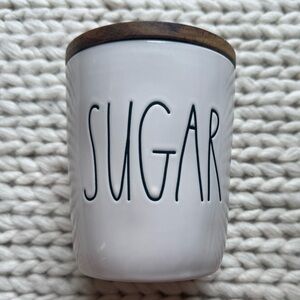Authentic Rae Dunn “sugar” small canister with wood lid
